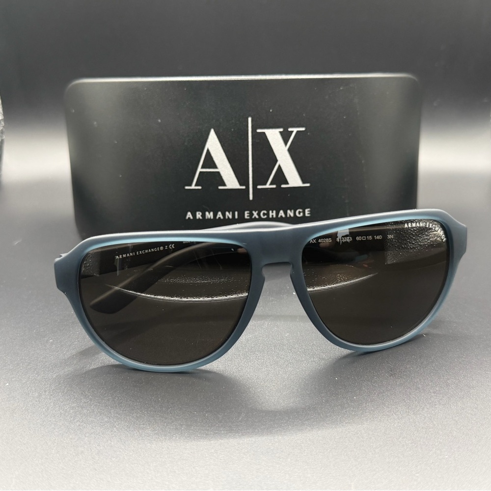 Armani Exchange AX 4028S Matte Blue Grey Sunglasses - Full Set